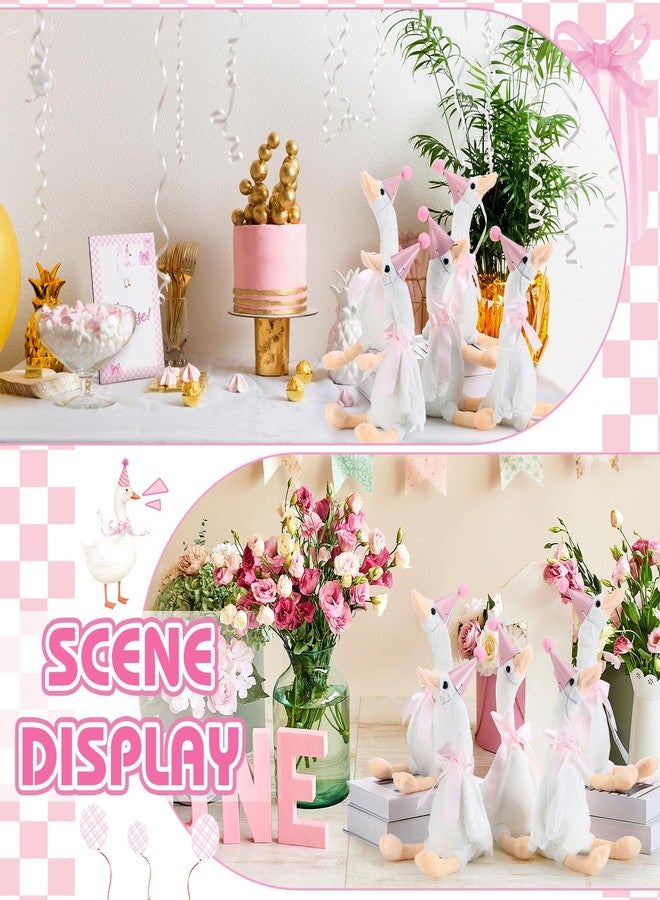 Blueweenly 8 Sets One Silly Goose Birthday Decoration 15.7 Inch Soft Silly Goose Stuffed Animal Hat with Wood Table Decor for Birthday Party Decoration - Image 3